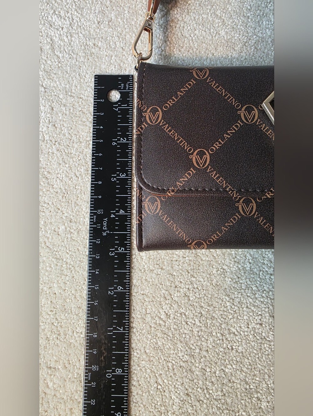 Valentino Orlandi Vegan Leather Logo Crossbody Bag Wallet Gold Accents OS NWT - Picture 4 of 7